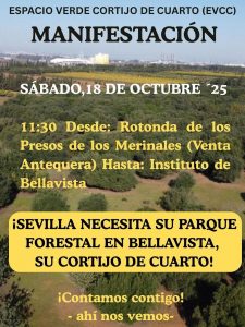 Manifestación vecinal por el futuro del Cortijo de Cuarto: los vecinos reclaman un gran parque forestal para el sur de Sevilla